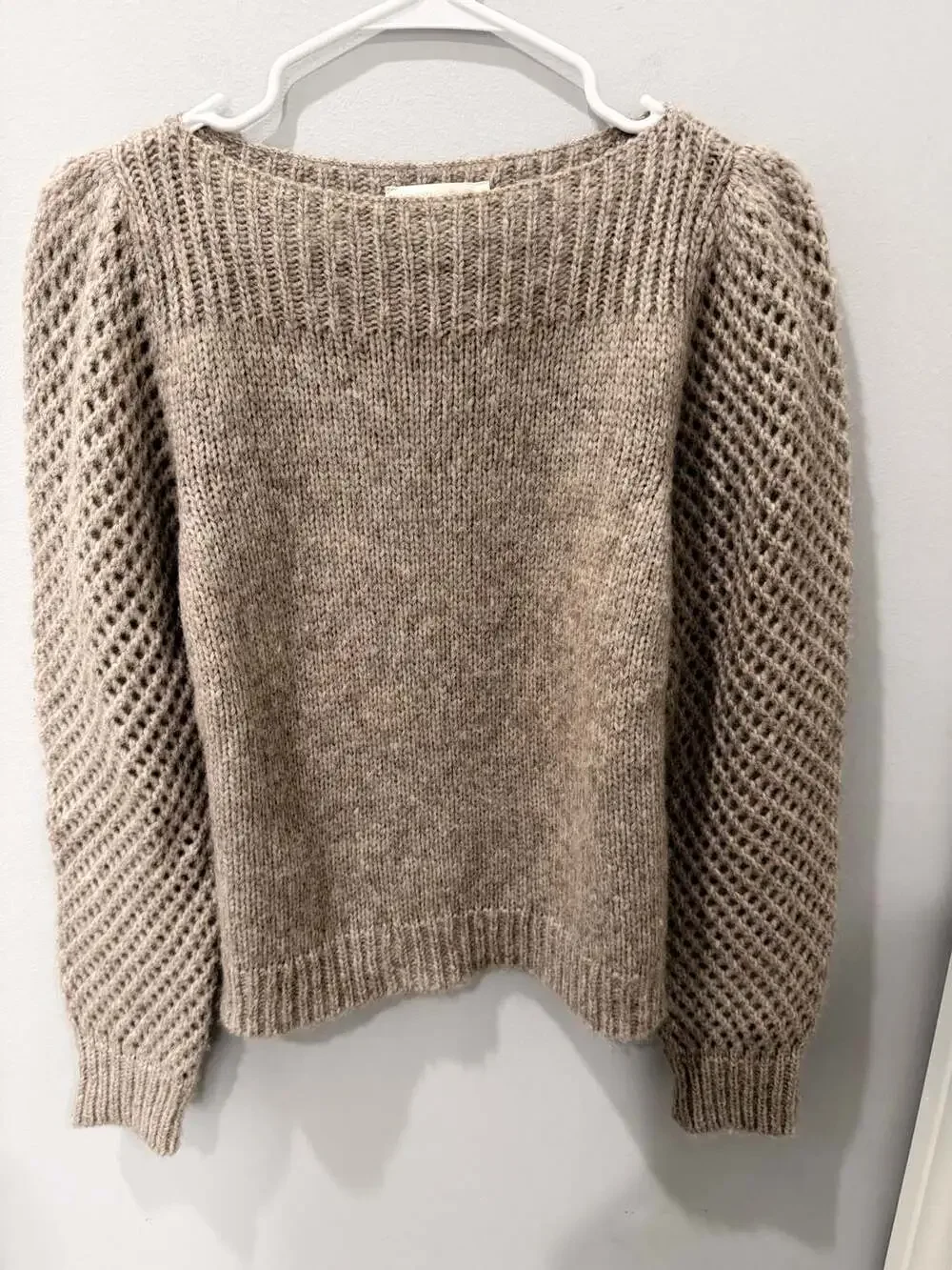 LoveShackFancy Rosie Baby Alpaca Pullover Sweater Tan Medium